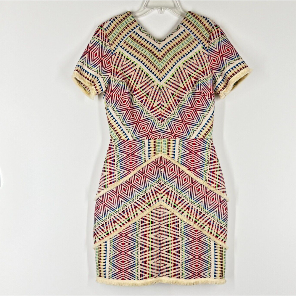 Adelyn Rae Woven Dress Small Jaylene Multicolor Geometric Sheath Bohemian Tribal